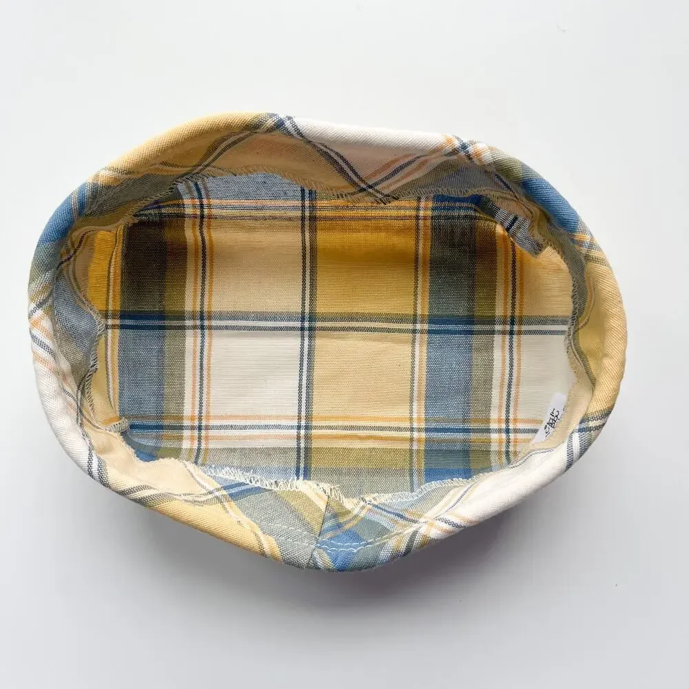 Longaberger 2001 Bee‎ Basket Fabric Liner Cornflower Plaid Yellow Blue